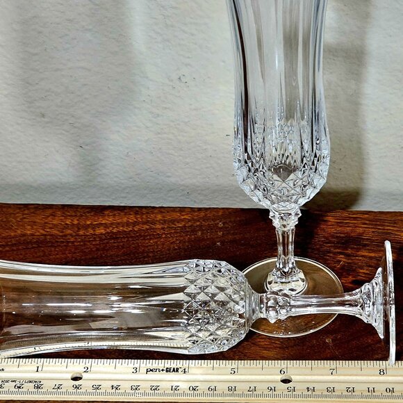 Cristal d'Arques Longchamp Champagne Flutes 8" Cut Crystal Glasses vintage - Picture 6 of 7